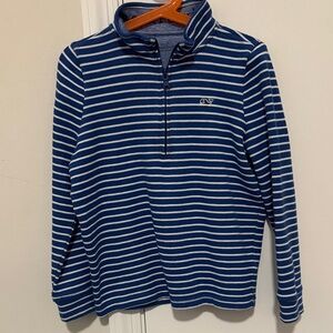 Vineyard Vines Boys Blue and White Three Quarter Zip Size 7